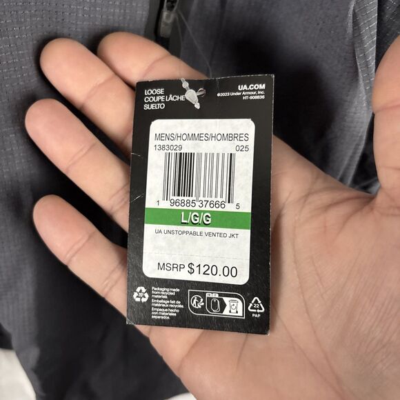 Under Armour Unstoppable Vent Men's Gray Full Zip Jacket Size Large NWT - Picture 3 of 7